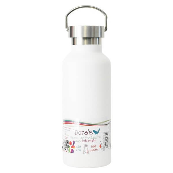 Edelstahl Thermoflasche weiß retro 500ml