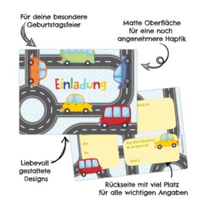 Einladungskarten Auto von Papierdrachen