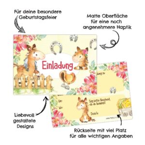 Papierdrachen Einladungskarten Pferde