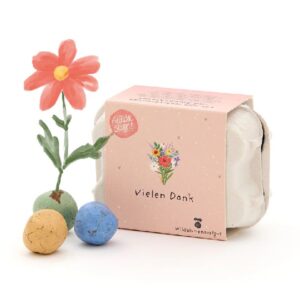 6 bunte Blumenmurmeln im Eierkarton Vielen Dank